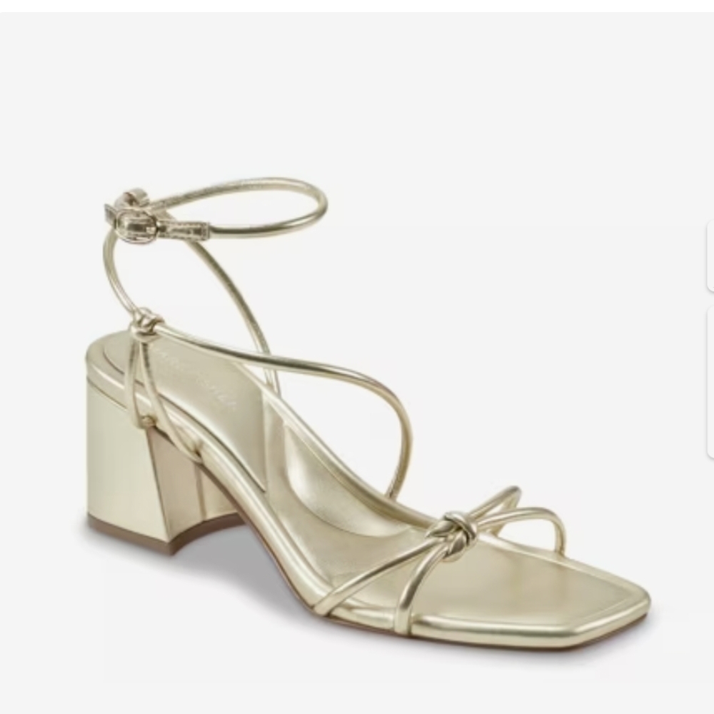 Marc Fisher "Gurion" Gold Strappy Block Heel